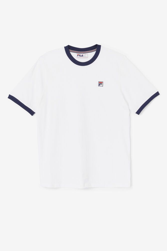 Fila T-Shirt Mens White Marconi Ringer - Ireland 42651-NUQG